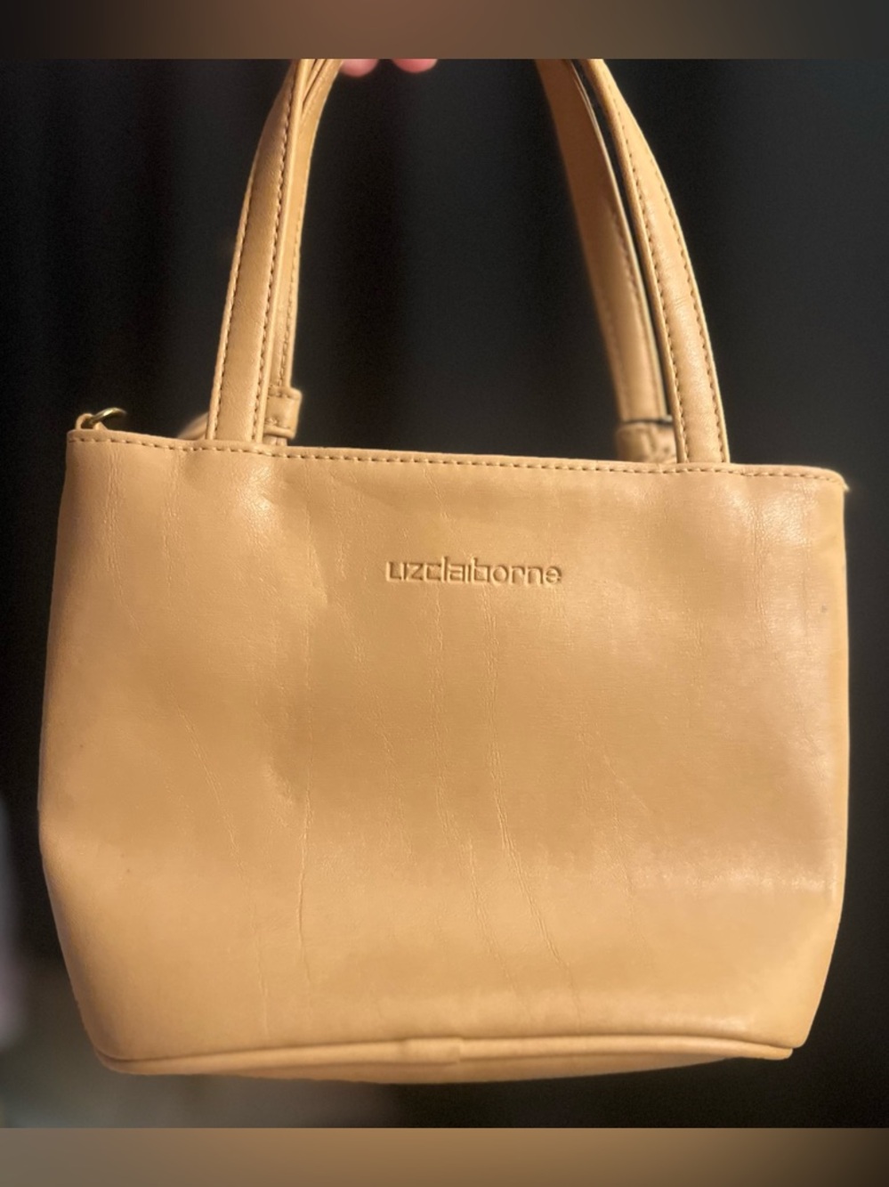 Vintage Liz Claiborne Beige Leather Small Tote/Handbag